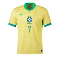 Camisa de Futebol Brasil Vinicius Junior #7 Equipamento Principal Copa America 2024 Manga Curta